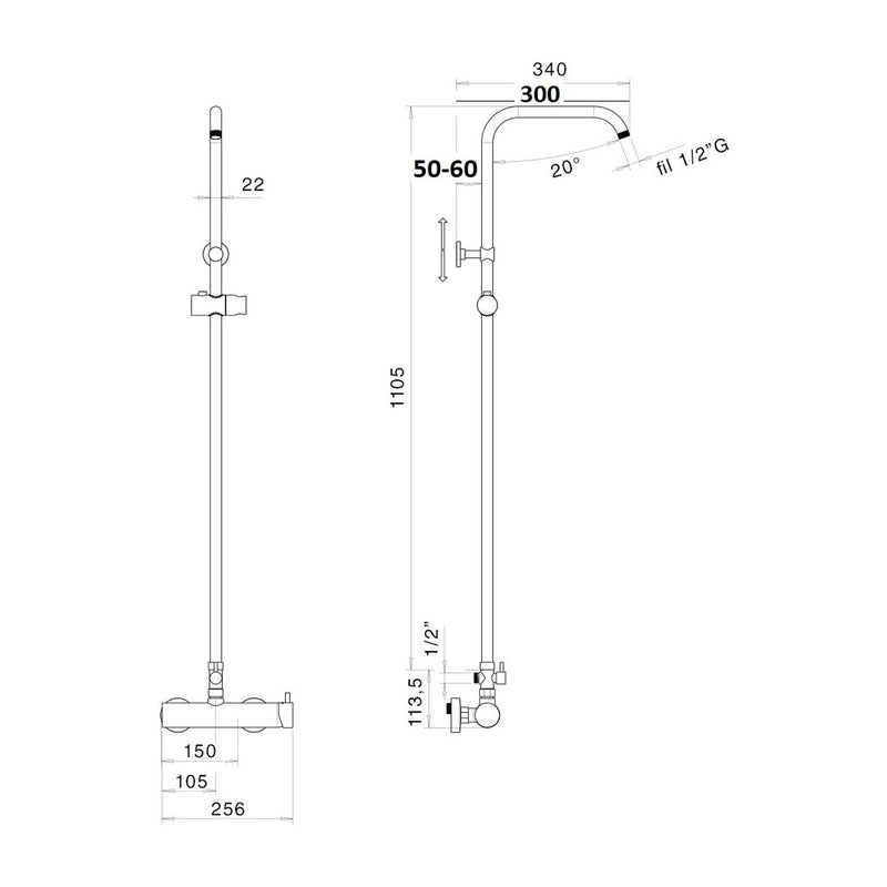 Colonna doccia C14 con deviatore MX1E e soffione 20cm by CeramicStore | Lo specialista del tuo bagno