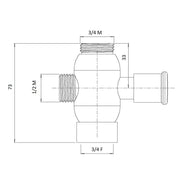 Deviatore bombato in ottone con attacco 3/4M, 3/4F e 1/2M nichel spazzolato by CeramicStore | Lo specialista del tuo bagno
