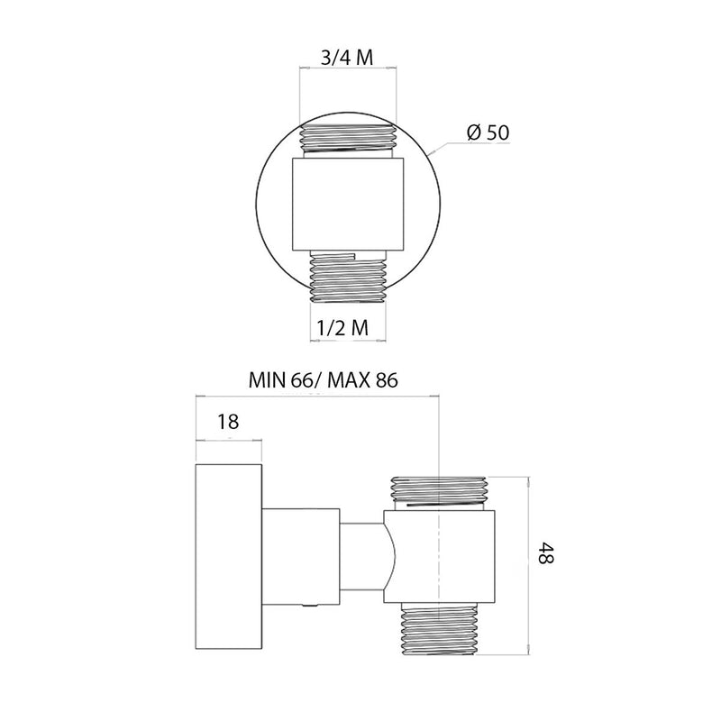 Supporto inferiore con attacco flessibile per colonna doccia esterno bronzo by CeramicStore | Lo specialista del tuo bagno