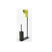 Piantana con asta portarotolo e porta scopino modello Angus Carta di Cipi Nero matt - cm 32x10x85h