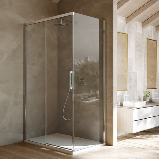 Box doccia rettangolare con apertura scorrevole verso sinistra cm 120x80 modello Lauren in cristallo temperato mm 8- Altezza maggiorata cm 210 by CeramicStore | Lo specialista del tuo bagno