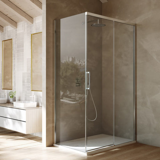 Box doccia rettangolare con apertura scorrevole verso destra cm 120x80 modello Lauren in cristallo temperato mm 8- Altezza maggiorata cm 210 by CeramicStore | Lo specialista del tuo bagno