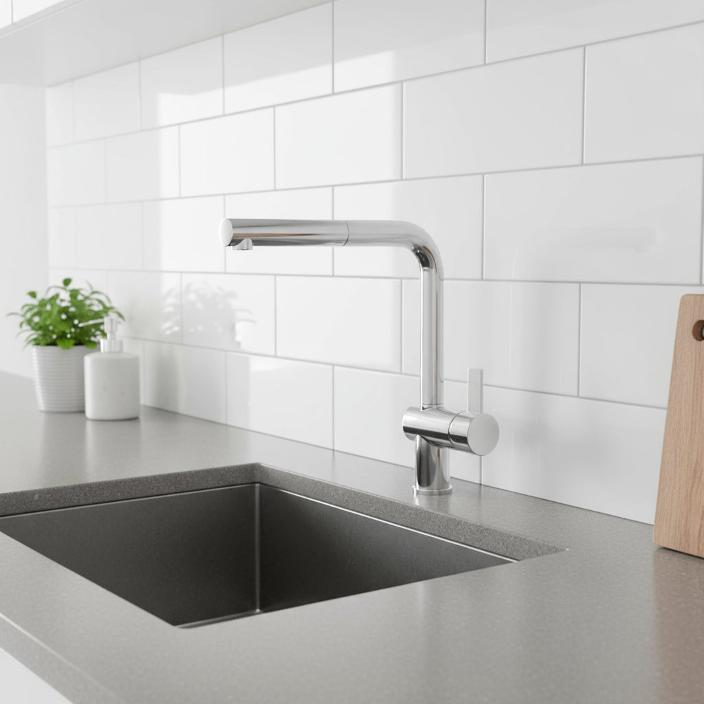 Miscelatore cucina con doccetta estraibile serie Rock modello RO185CR cromo Paffoni by CeramicStore | Lo specialista del tuo bagno