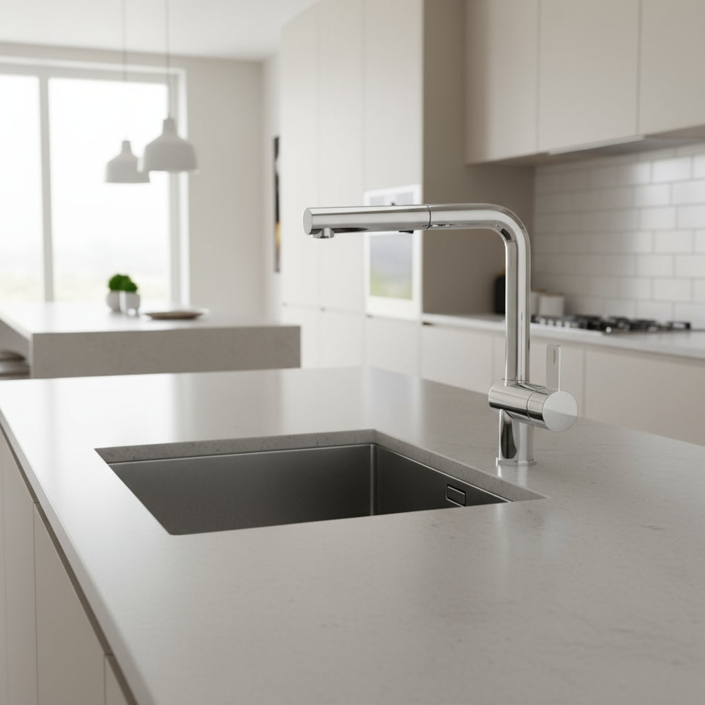 Miscelatore cucina con doccetta estraibile serie Rock modello RO285CR cromo Paffoni by CeramicStore | Lo specialista del tuo bagno