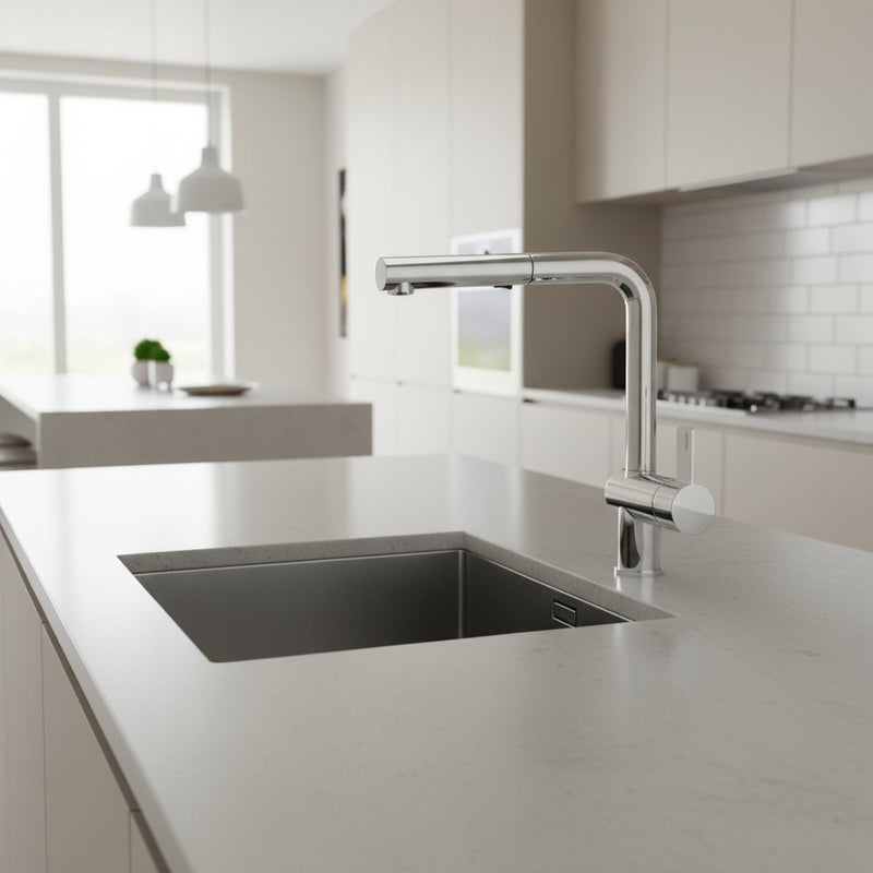 Miscelatore cucina con doccetta estraibile serie Rock modello RO285CR cromo Paffoni by CeramicStore | Lo specialista del tuo bagno