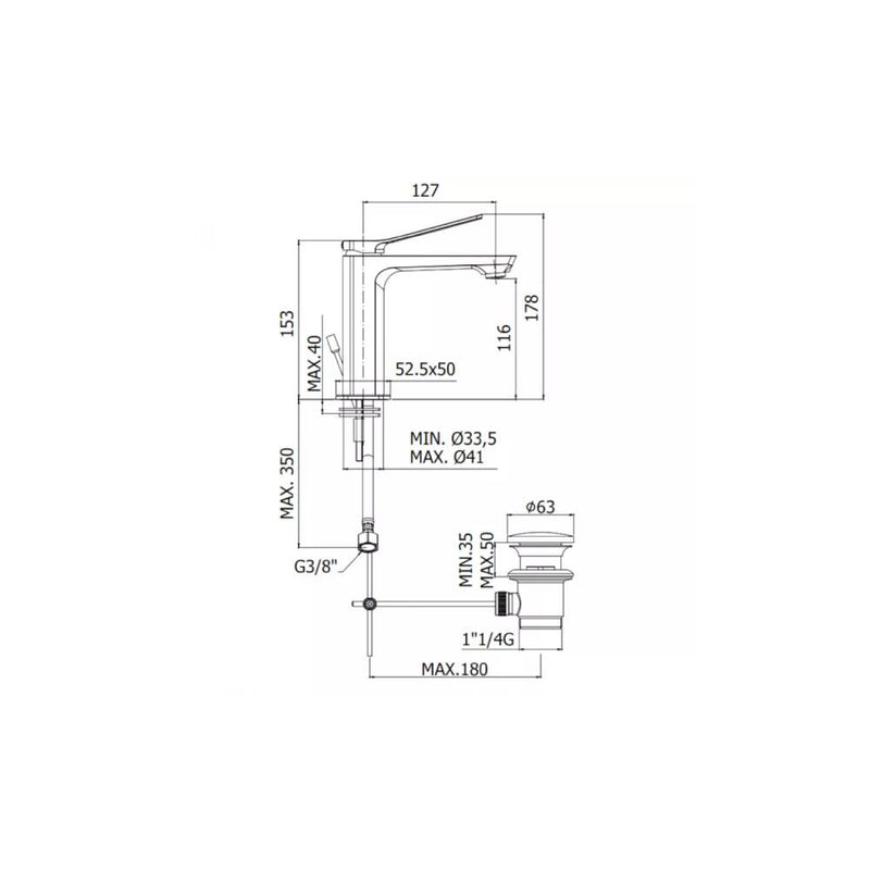 Miscelatore lavabo con scarico automatico serie Tilt modello TI075ST steel looking Paffoni. by CeramicStore | Lo specialista del tuo bagno