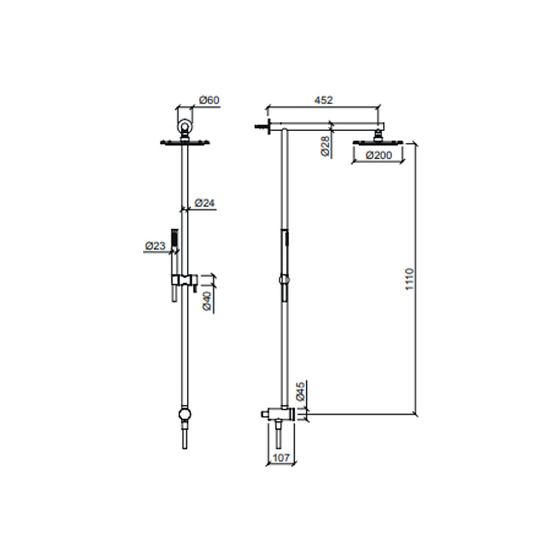 Colonna doccia in acciaio Inox Satinato con deviatore modello Wellness di Tubico by CeramicStore | Lo specialista del tuo bagno