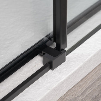 Box Doccia ad angolo 80x100 con lato fisso e porta scorrevole in cristallo 6 mm e profilo nero Versione Sinistra by CeramicStore | Lo specialista del tuo bagno
