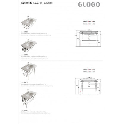 Lavabo sospeso 100x55 Ceramica Globo PAESTUM PA023.BI by CeramicStore | Lo specialista del tuo bagno