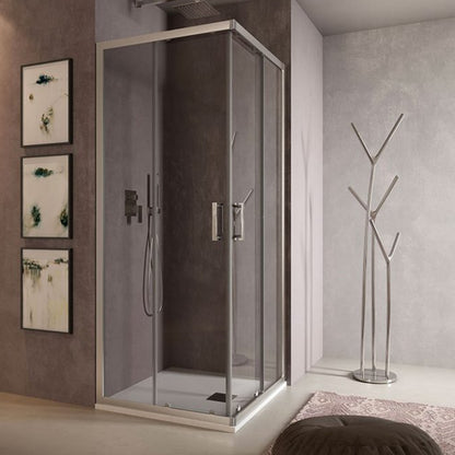 Box doccia angolare Loop 70x80 in alluminio e cristallo trasparente anticalcare Smart Clean by CeramicStore | Lo specialista del tuo bagno
