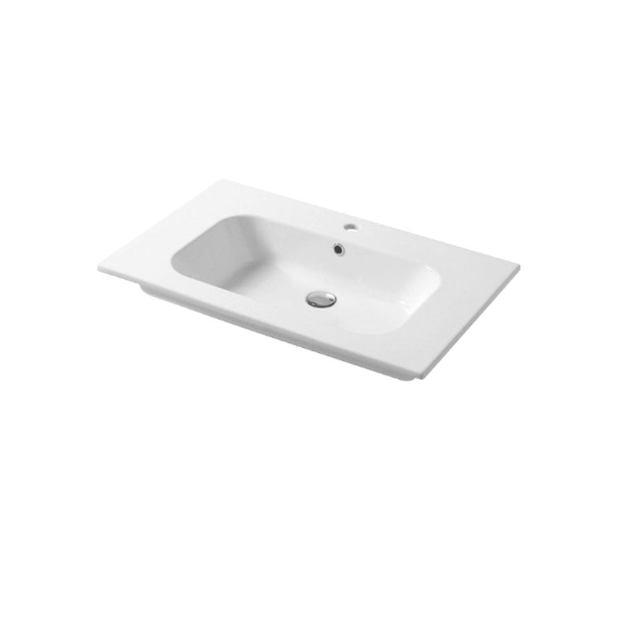 Lavabo a consolle in ceramica bianca lucida serie Qubo Square 46 Disegno-Ceramica 81cm by CeramicStore | Lo specialista del tuo bagno