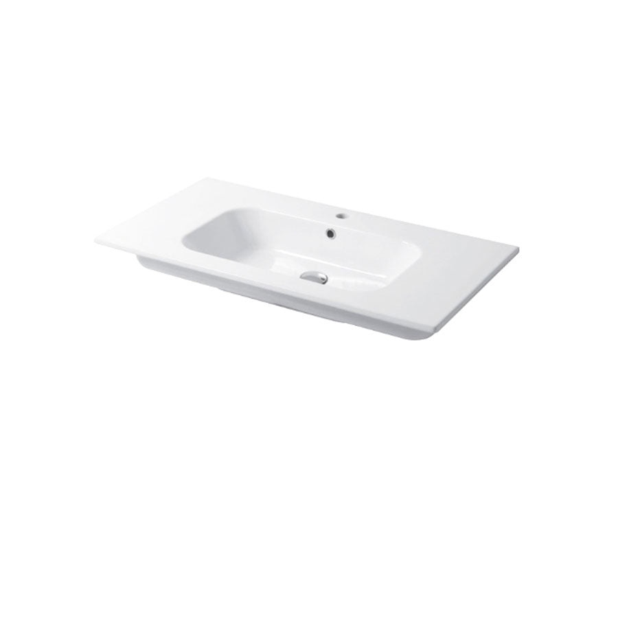Lavabo a consolle in ceramica bianca lucida serie Qubo Square 46 Disegno-Ceramica 91cm by CeramicStore | Lo specialista del tuo bagno