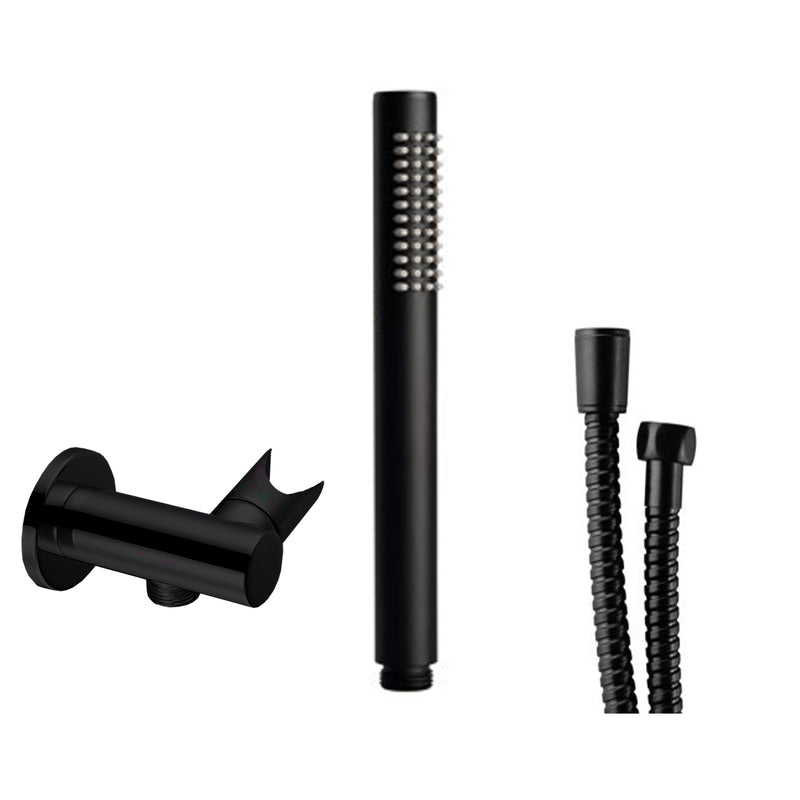 Kit duplex tondo con doccino, presa acqua e flessibile Nero Opaco by CeramicStore | Lo specialista del tuo bagno