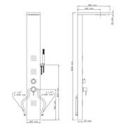 Pannello doccia Metaform Broadway in acciaio Inox con 4 funzioni, soffione, doccino e getti orizzontali e cascata by CeramicStore | Lo specialista del tuo bagno
