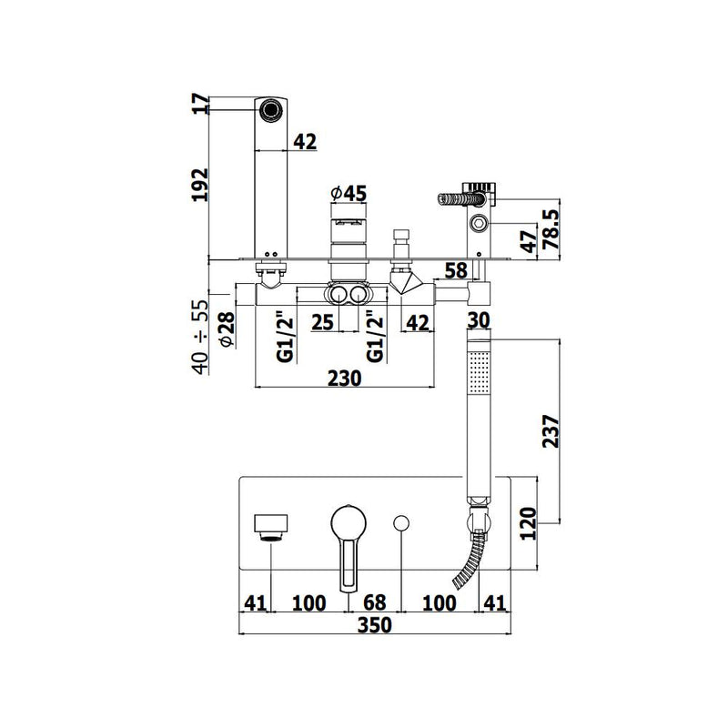 Miscelatore vasca a incasso a parete con doccia duplex serie Ringo modello RIN001CR cromo Paffoni by CeramicStore | Lo specialista del tuo bagno