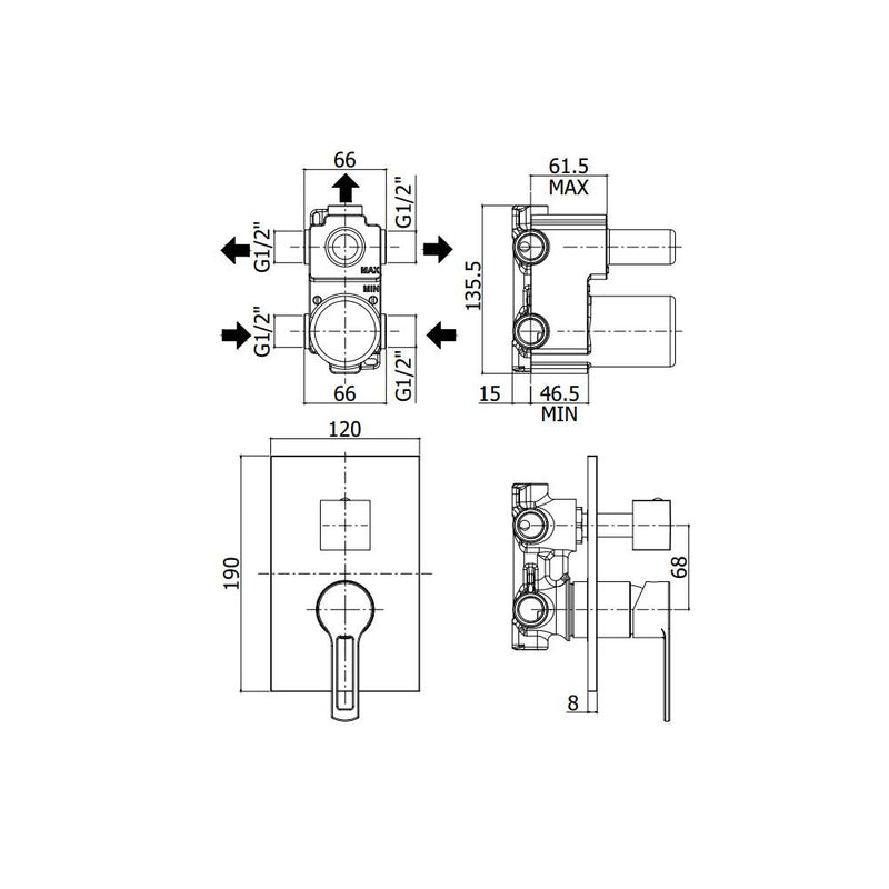 Miscelatore incasso doccia con deviatore 2 Uscite serie Ringo modello RIN018CR cromo Paffoni by CeramicStore | Lo specialista del tuo bagno