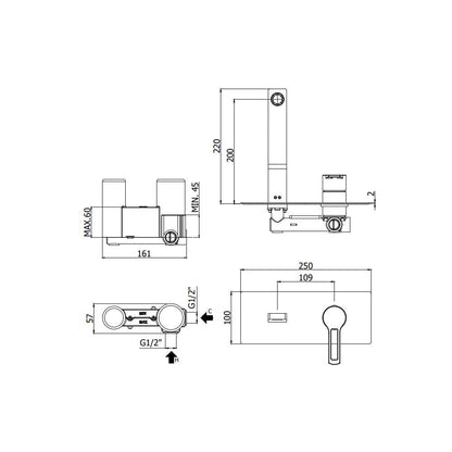 Miscelatore lavabo a muro incasso 2 Fori serie Ringo modello RIN104CR cromato Paffoni by CeramicStore | Lo specialista del tuo bagno