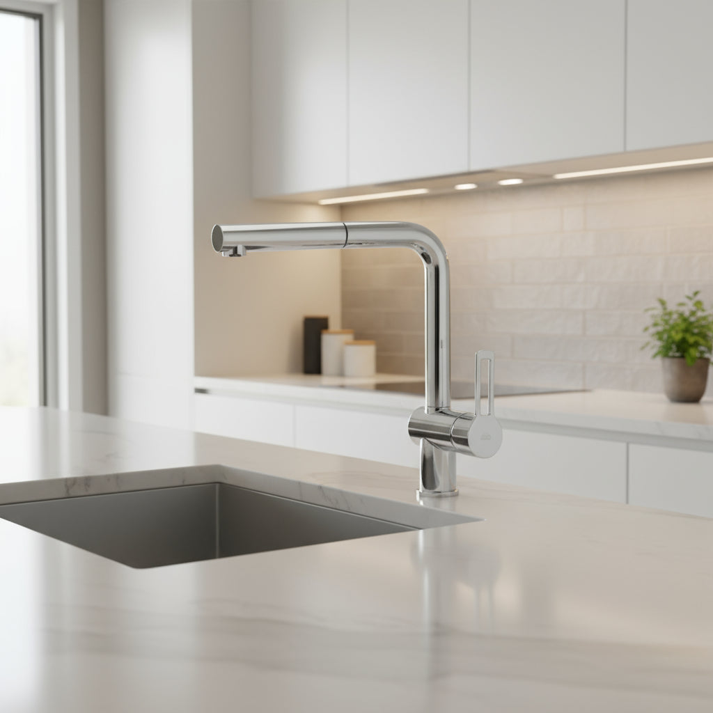 Miscelatore lavello doccetta estraibile getto fisso serie Ringo modello RIN185CR cromato Paffoni by CeramicStore | Lo specialista del tuo bagno