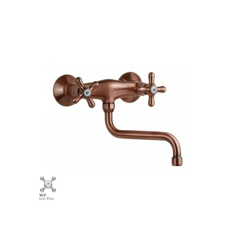 Gruppo lavello a muro con canna "S" orientabile Paffoni serie Viola - Ramato by CeramicStore | Lo specialista del tuo bagno