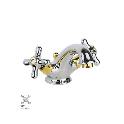 Monoforo lavabo Retrà² con scarico automatico Paffoni serie Viola - Cromo/Gold finish by CeramicStore | Lo specialista del tuo bagno