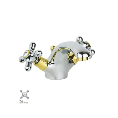 Monoforo lavabo con scarico automatico Paffoni serie Viola - Cromo/Gold finish by CeramicStore | Lo specialista del tuo bagno
