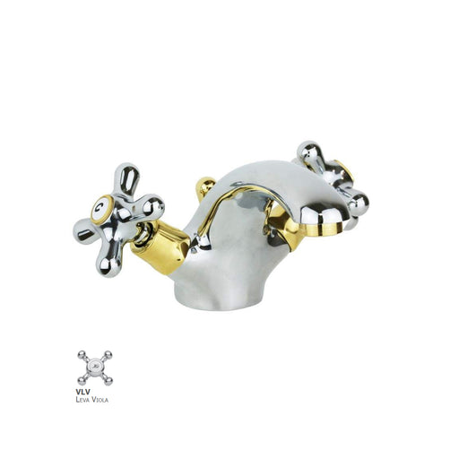 Monoforo lavabo con scarico automatico Paffoni serie Viola - Cromo/Gold finish by CeramicStore | Lo specialista del tuo bagno