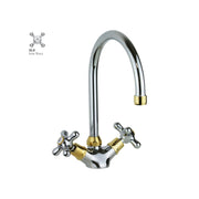 Miscelatore lavello monoforo con canna orientabile a ombrello Paffoni serie Viola - Cromo/Gold finish by CeramicStore | Lo specialista del tuo bagno