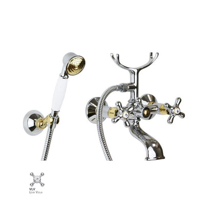 Gruppo vasca/doccia lusso con deviatore Paffoni serie Viola - Cromo/Gold finish