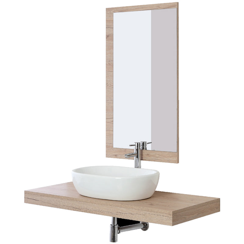 Composizione specchio e mensola con lavabo e doppia cassettiera Rack Rovere di Bordeaux by CeramicStore | Lo specialista del tuo bagno