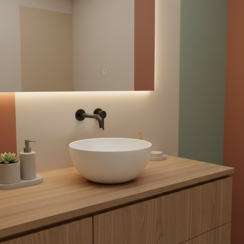 Lavabo da appoggio tondo diametro cm 40 serie Dream di Ceramica Galassia Bianco Lucido