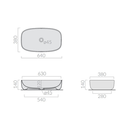 Lavabo da appoggio ovale cm 64x38 serie Dream di Ceramica Galassia Bianco Opaco