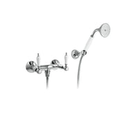Miscelatore doccia in ottone cromato con manici bianchi fornito con kit doccia collezione King Keller taps by CeramicStore | Lo specialista del tuo bagno