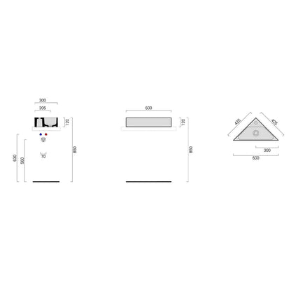 Lavabo angolare in ceramica 30x60 collezione Misura di Domus Falerii by CeramicStore | Lo specialista del tuo bagno
