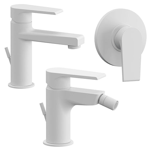 Kit miscelatori lavabo, bidet e doccia Rubinetterie Mariani linea Artic Bianco Opaco con scarico by CeramicStore | Lo specialista del tuo bagno