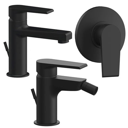 Kit miscelatori lavabo, bidet e doccia Rubinetterie Mariani linea Artic Nero Opaco con scarico by CeramicStore | Lo specialista del tuo bagno