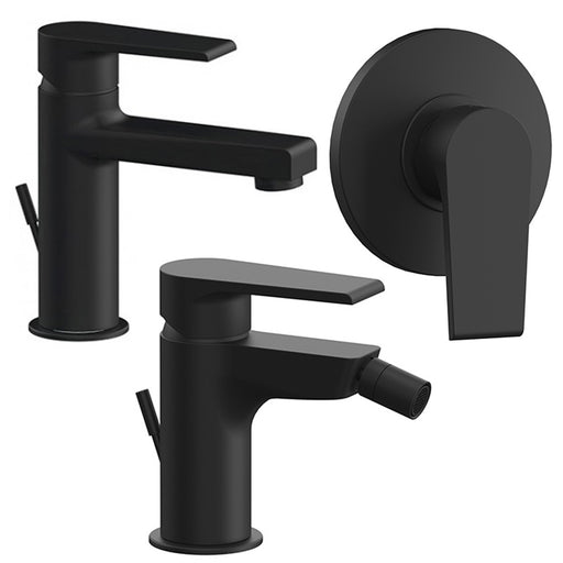 Kit miscelatori lavabo, bidet e doccia Rubinetterie Mariani linea Artic Nero Opaco con scarico by CeramicStore | Lo specialista del tuo bagno
