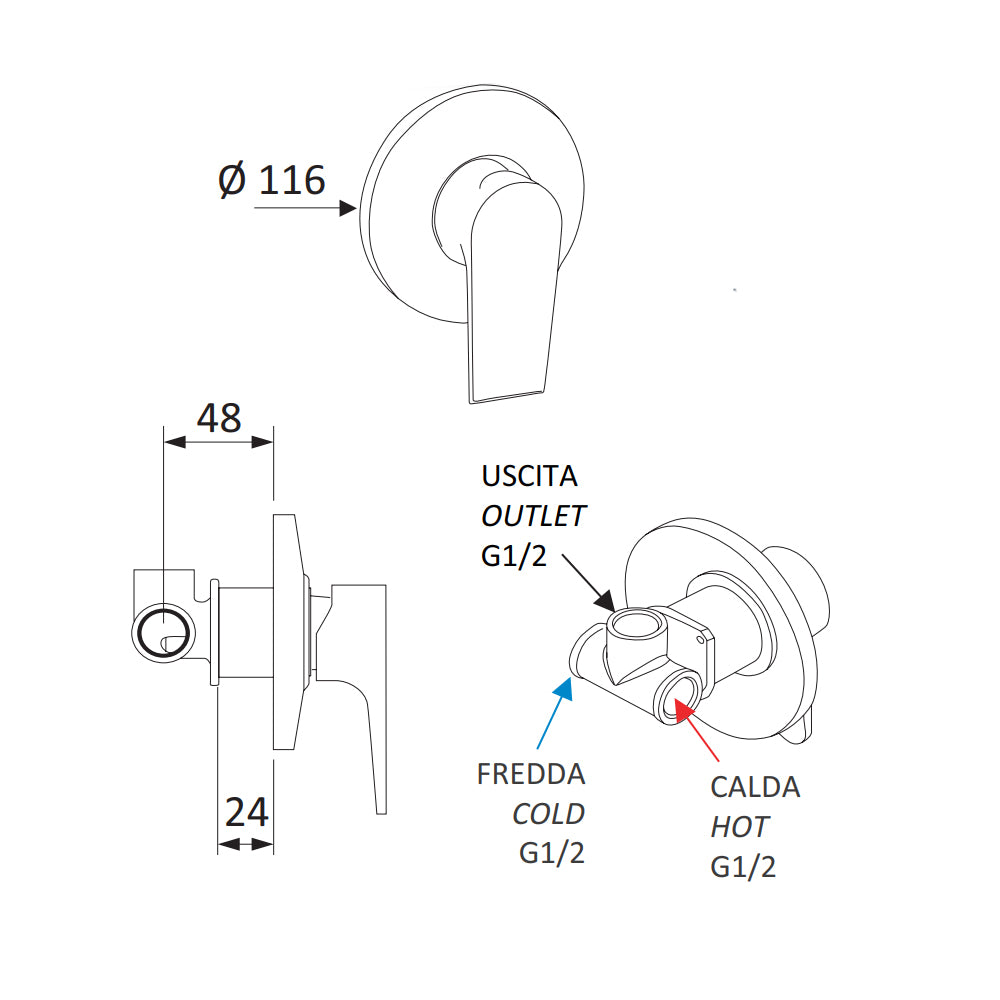 Kit miscelatori lavabo, bidet e doccia Rubinetterie Mariani linea Artic Bianco Opaco con scarico by CeramicStore | Lo specialista del tuo bagno