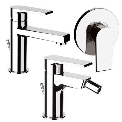 Kit miscelatori lavabo, bidet e doccia Rubinetterie Mariani linea Artic Cromo con scarico by CeramicStore | Lo specialista del tuo bagno