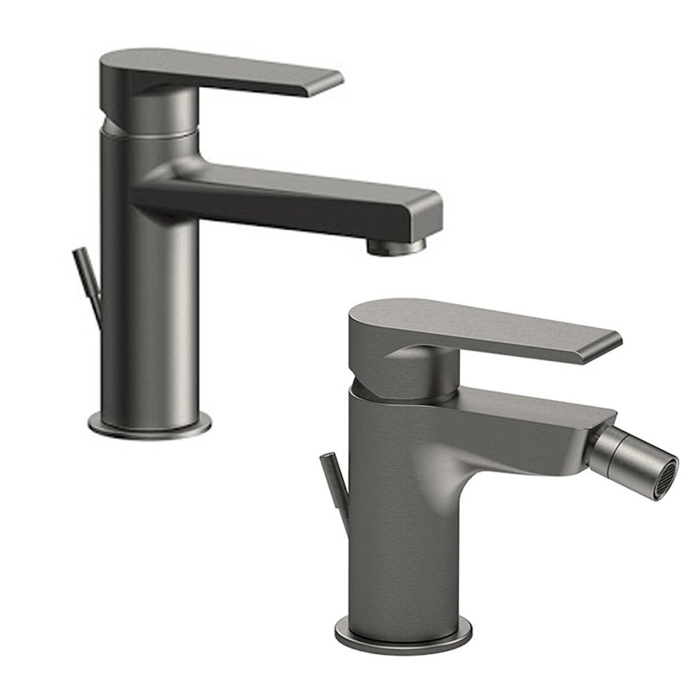 Kit miscelatori lavabo e bidet Rubinetterie Mariani linea Artic Nichel Nero Spazzolato con scarico by CeramicStore | Lo specialista del tuo bagno