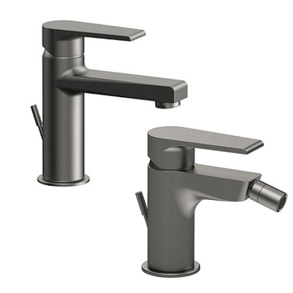 Kit miscelatori lavabo e bidet Rubinetterie Mariani linea Artic Nichel Nero Spazzolato con scarico by CeramicStore | Lo specialista del tuo bagno