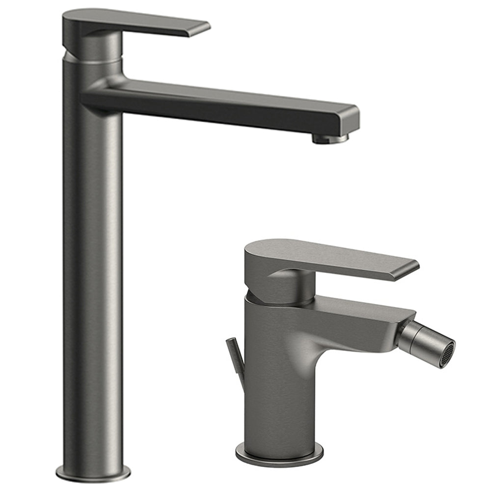 Kit miscelatori lavabo alto e bidet Rubinetterie Mariani linea Artic Nichel Nero Spazzolato by CeramicStore | Lo specialista del tuo bagno