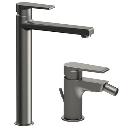 Kit miscelatori lavabo alto e bidet Rubinetterie Mariani linea Artic Nichel Nero Spazzolato by CeramicStore | Lo specialista del tuo bagno