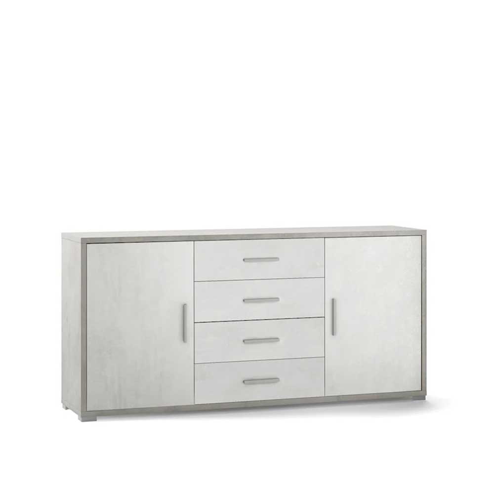 Mobile Credenza da Soggiorno con 2 ante e 4 cassetti finitura Struttura Cemento / Finitura Frontale Ossido Bianco by Sarmog by CeramicStore | Lo specialista del tuo bagno