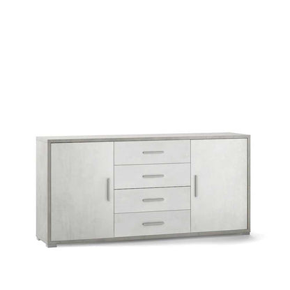 Mobile Credenza da Soggiorno con 2 ante e 4 cassetti finitura Struttura Cemento / Finitura Frontale Ossido Bianco by Sarmog by CeramicStore | Lo specialista del tuo bagno