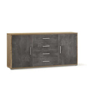 Mobile Credenza da Soggiorno con 2 ante e 4 cassetti finitura Struttura Noce Stelvio / Finitura Frontale Ossido Nero by Sarmog by CeramicStore | Lo specialista del tuo bagno