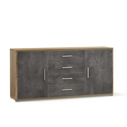 Mobile Credenza da Soggiorno con 2 ante e 4 cassetti finitura Struttura Noce Stelvio / Finitura Frontale Ossido Nero by Sarmog by CeramicStore | Lo specialista del tuo bagno