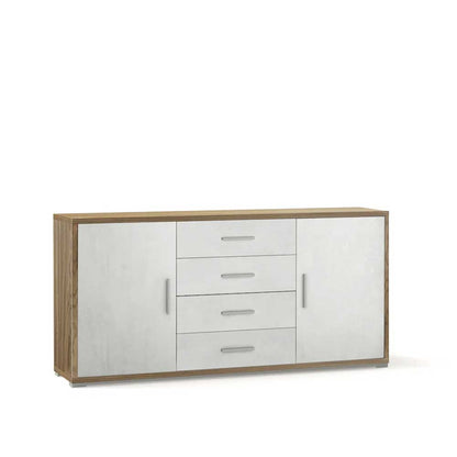 Mobile Credenza da Soggiorno con 2 ante e 4 cassetti finitura Struttura Noce Stelvio / Finitura Frontale Ossido Bianco by Sarmog by CeramicStore | Lo specialista del tuo bagno