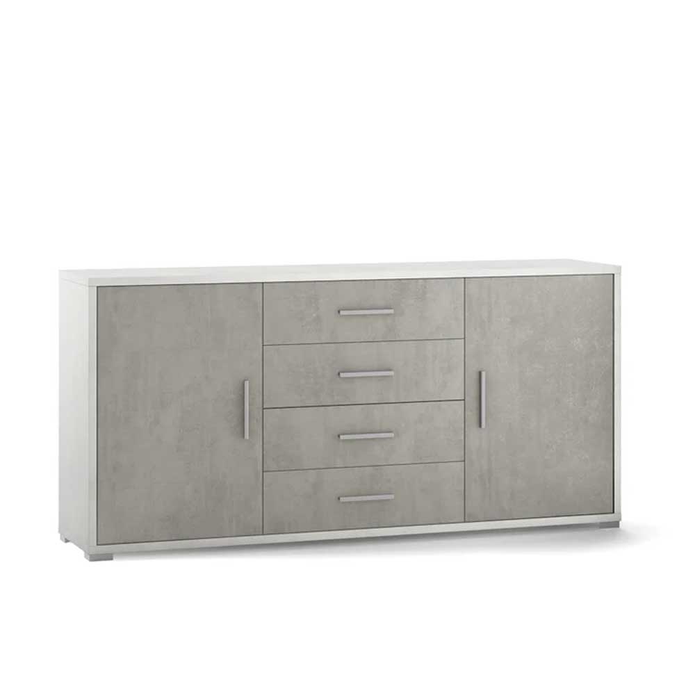 Mobile Credenza da Soggiorno con 2 ante e 4 cassetti finitura Struttura Noce Stelvio / Finitura Frontale Cemento by Sarmog by CeramicStore | Lo specialista del tuo bagno