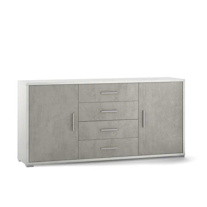Mobile Credenza da Soggiorno con 2 ante e 4 cassetti finitura Struttura Noce Stelvio / Finitura Frontale Cemento by Sarmog by CeramicStore | Lo specialista del tuo bagno