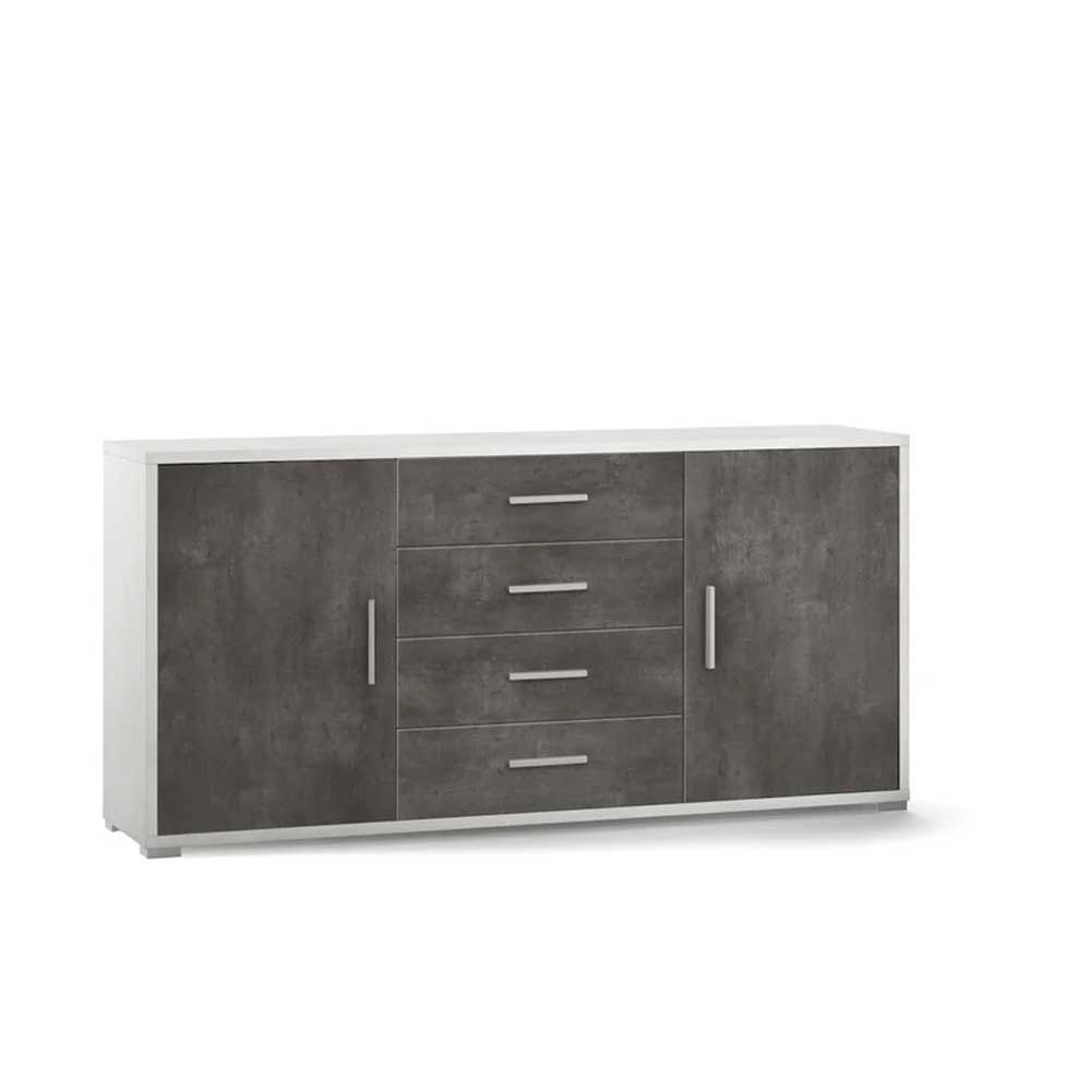 Mobile Credenza da Soggiorno con 2 ante e 4 cassetti finitura Struttura Ossido Bianco / Finitura Frontale Ossido Nero by Sarmog by CeramicStore | Lo specialista del tuo bagno